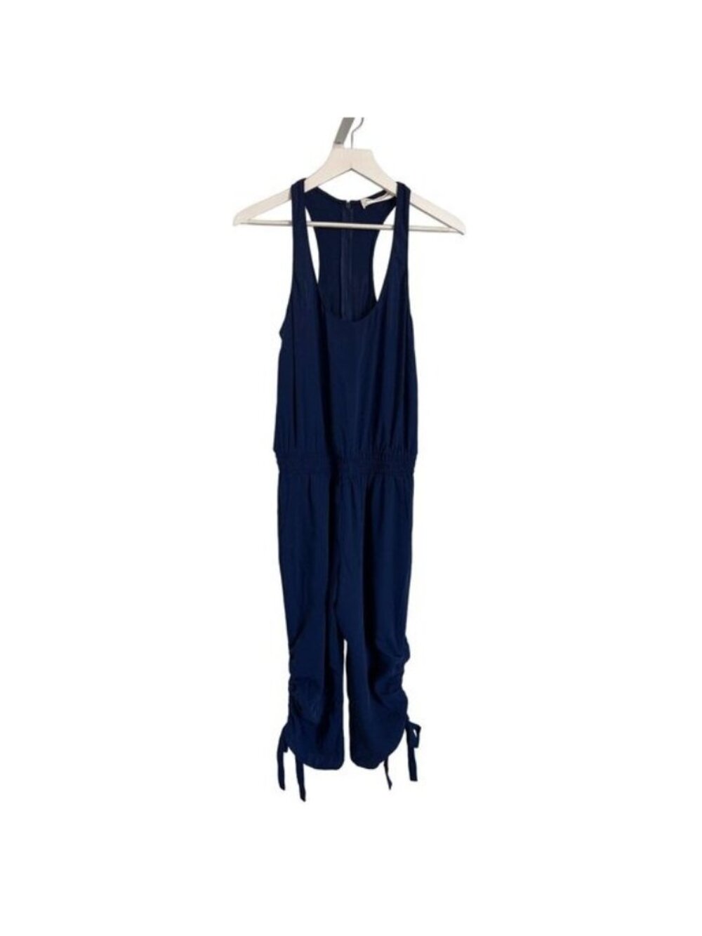 Amanda Uprichard Navy Capri Jumpsuit With Drawstring Hems